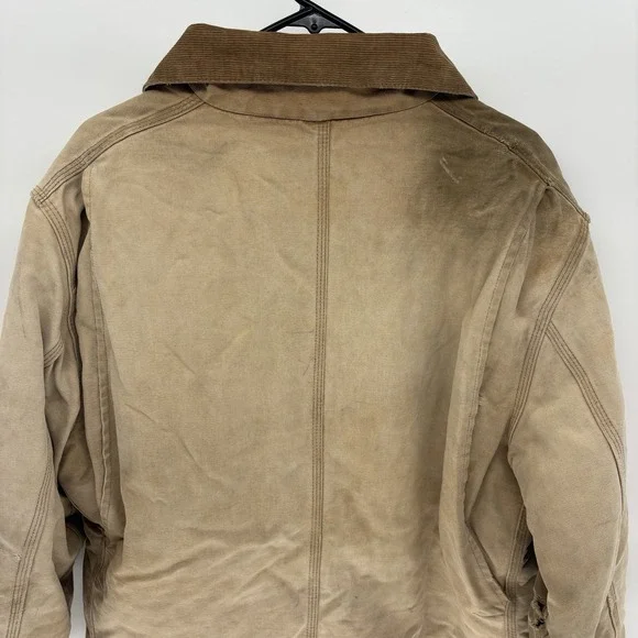 Vintage 90s Carhartt Jacket Brown Quilt Lined Duck Canvas Distressed Men XL